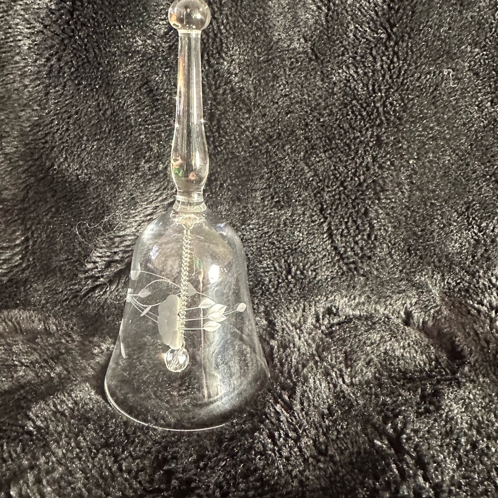 Princess House Clear Glass Bell with Etched Design